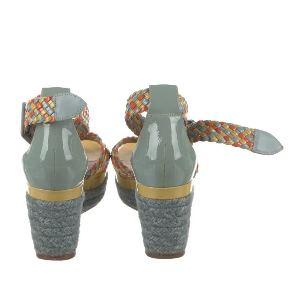 Hermes Ines Woven Espadrille Sandal Wedges